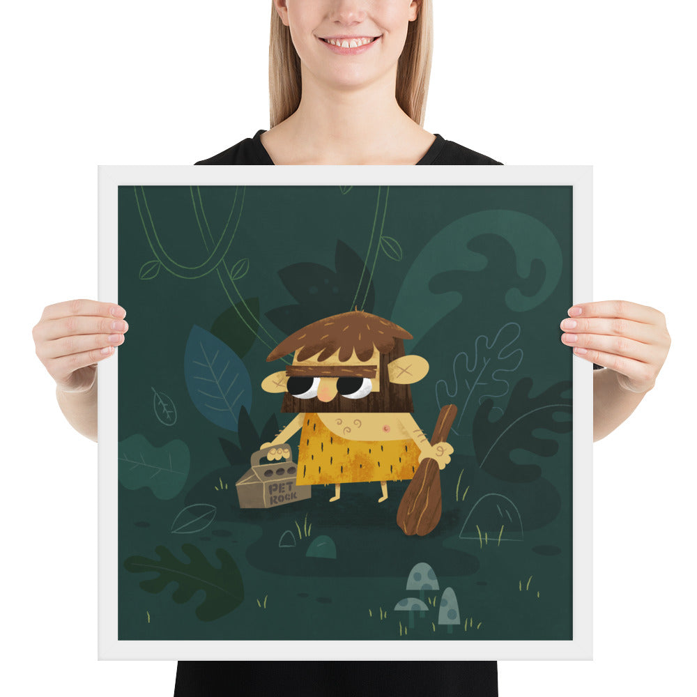 Caveman & Pet Rock - Framed poster
