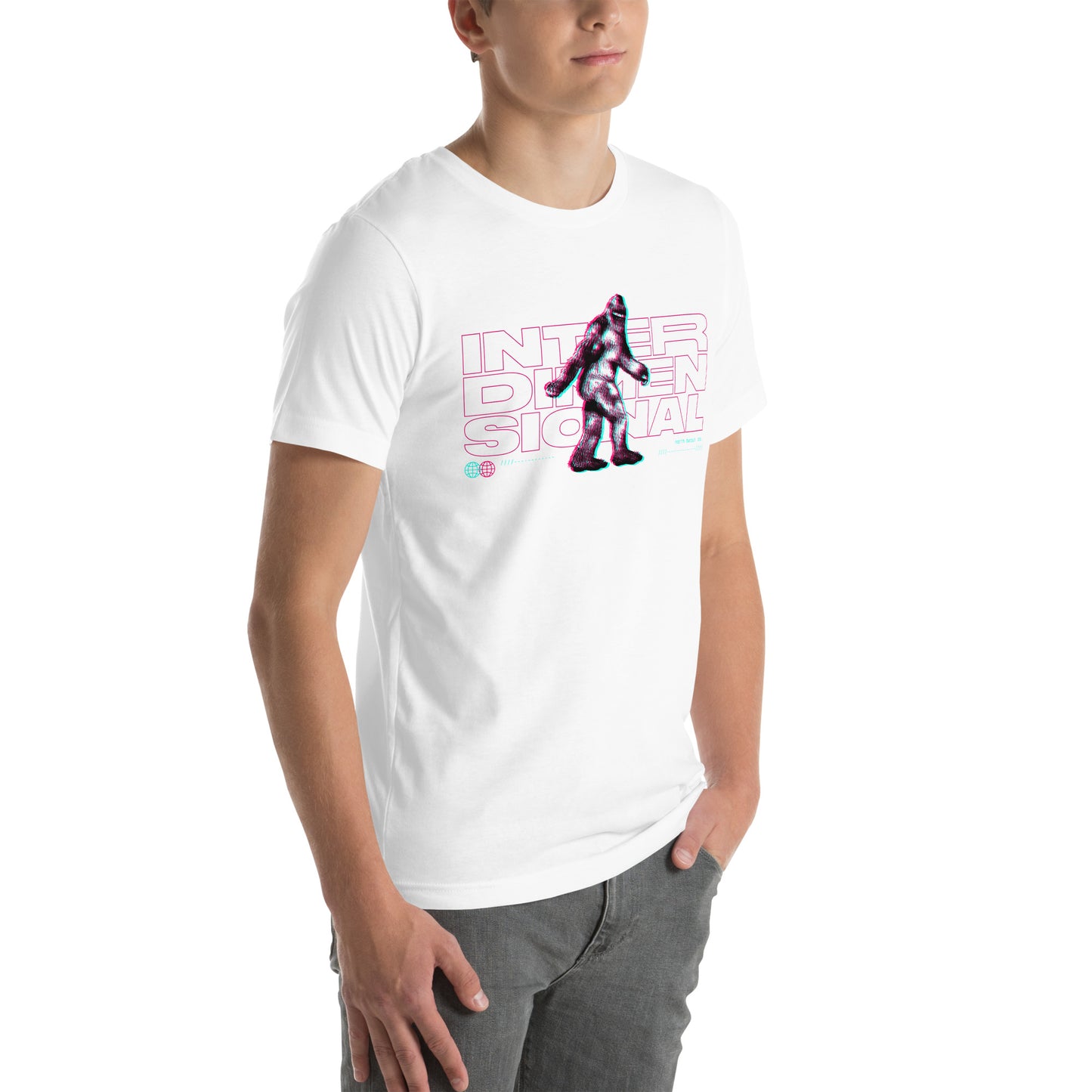 Interdimensional Bigfoot - White Unisex t-shirt