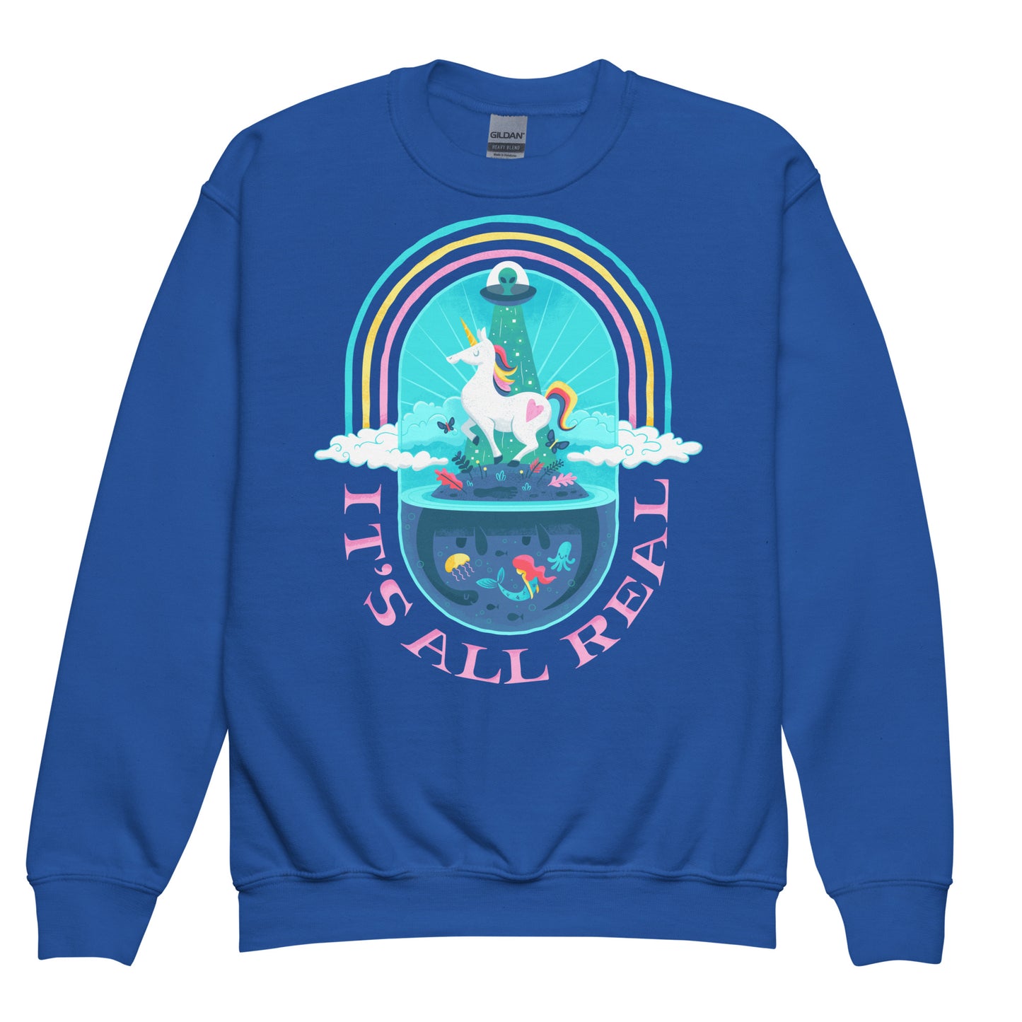Unicorn It's All Real - Youth crewneck sweatshirt