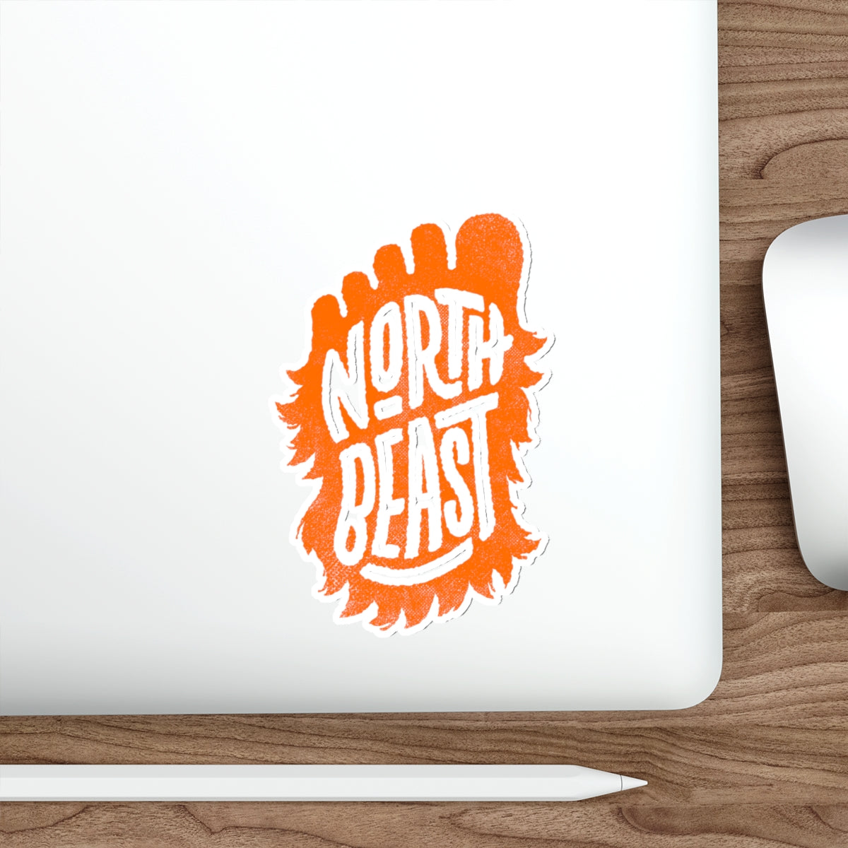 Orange “North Beast” Bigfoot print - Die-Cut Sticker