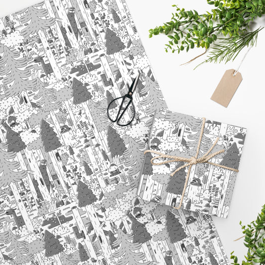 Woodsy Bigfoot in the Forest - Wrapping Paper