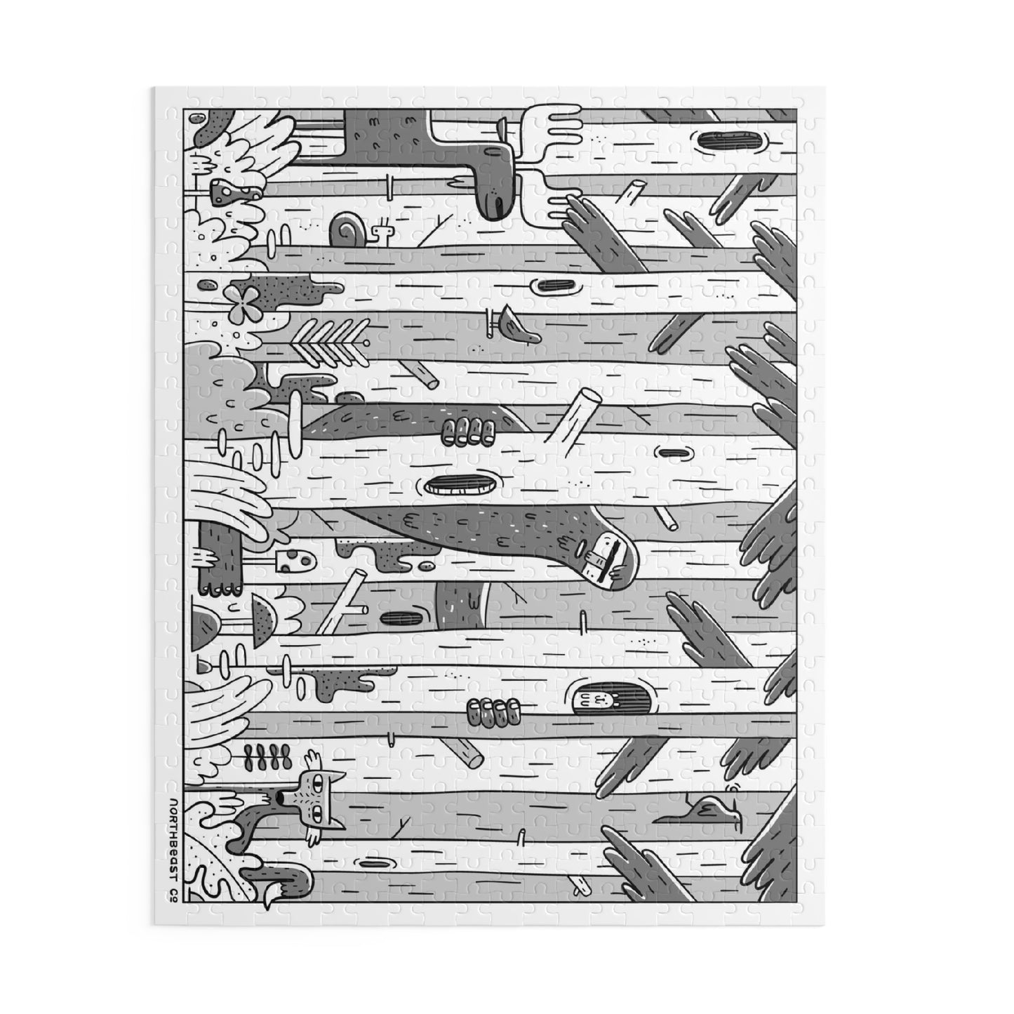 Forest Friends Jigsaw Puzzle — Black & White Woodland 120/252/500-Piece
