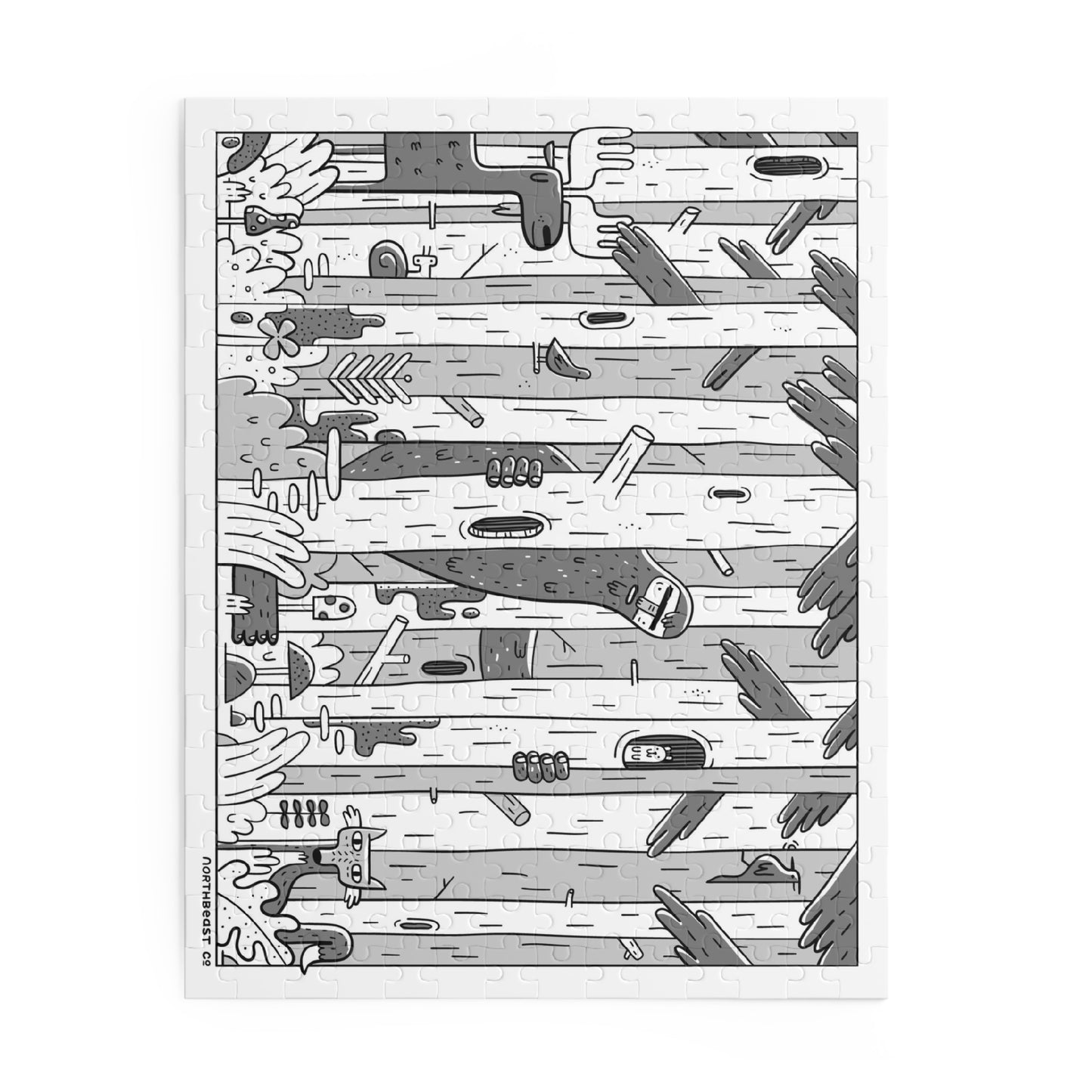 Forest Friends Jigsaw Puzzle — Black & White Woodland 120/252/500-Piece