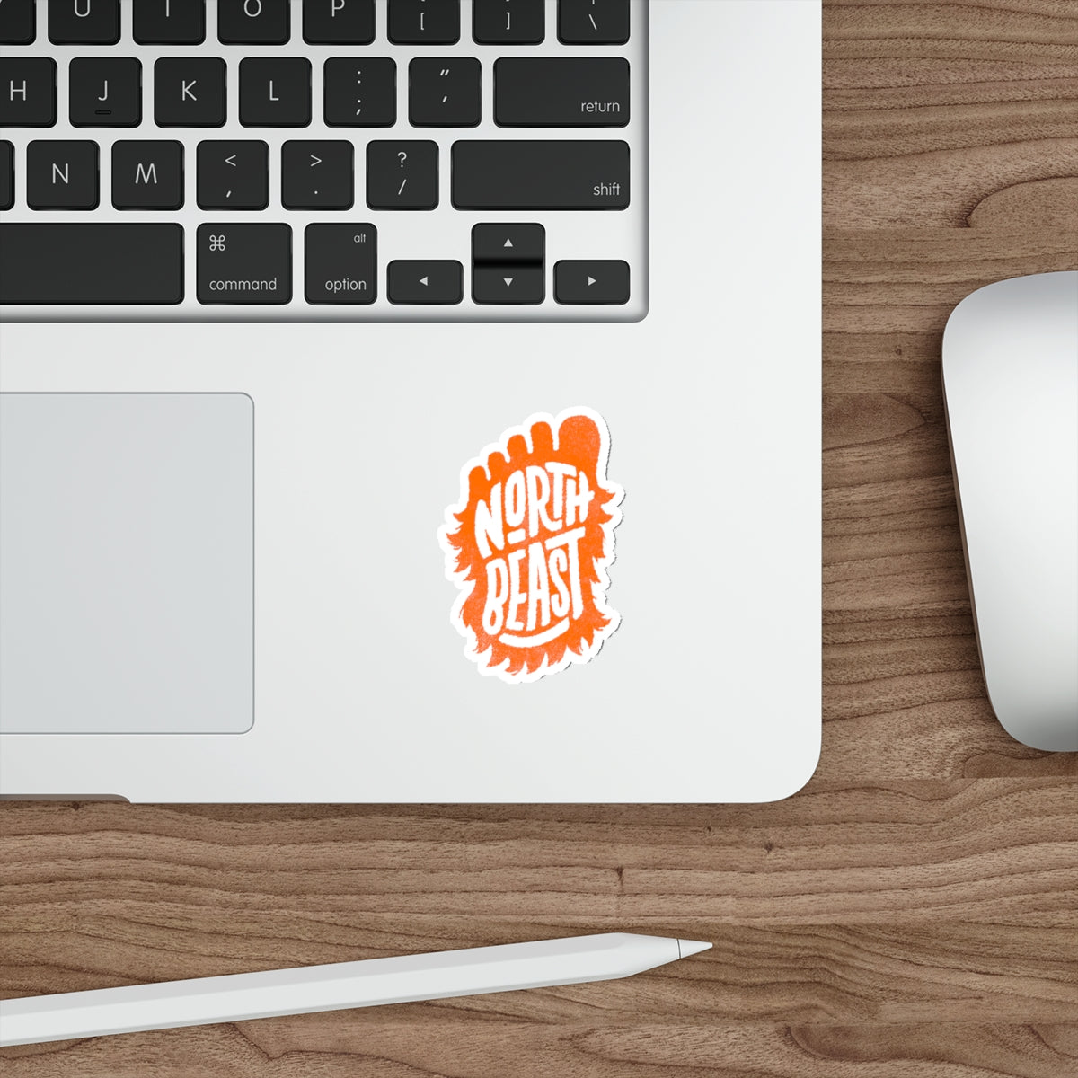 Orange “North Beast” Bigfoot print - Die-Cut Sticker