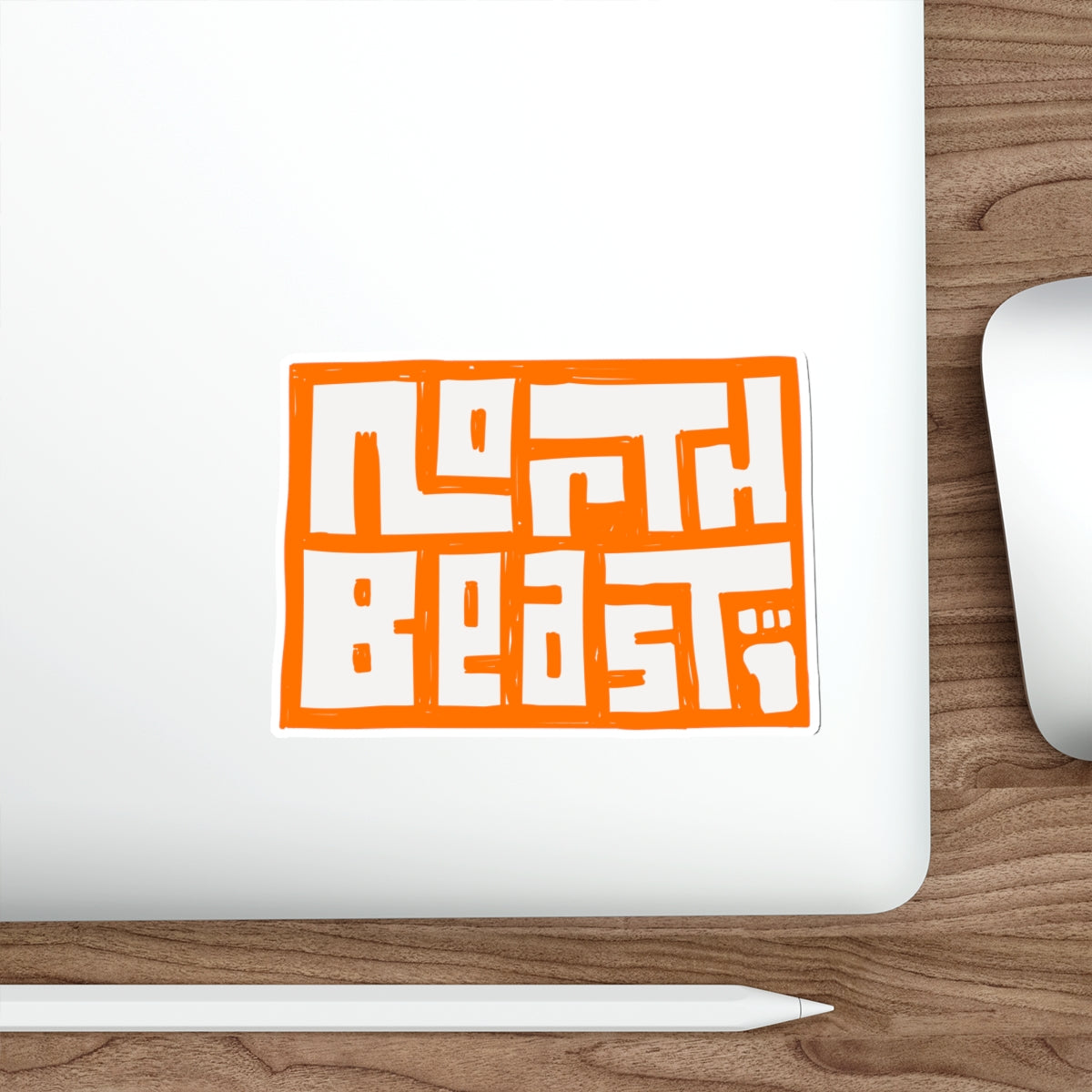 North Beast Orange Die-Cut Sticker — Bold Geometric Laptop Decal