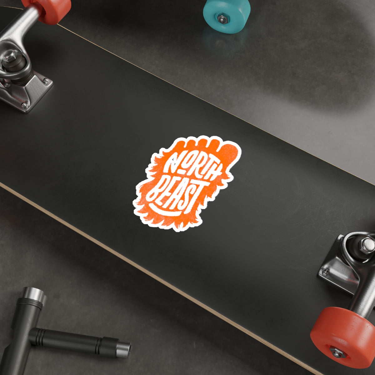Orange “North Beast” Bigfoot print - Die-Cut Sticker