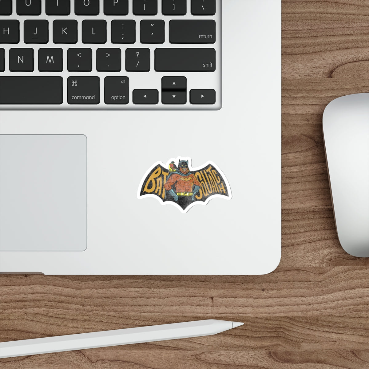 Vintage Bat Squatch Die-Cut Sticker — Retro Bat Creature Illustration