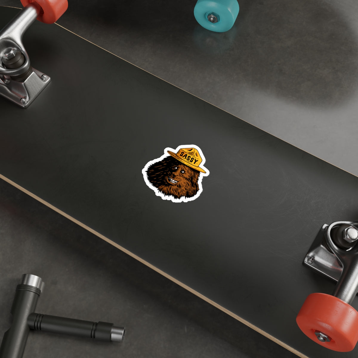 Sassy Sasquatch Die-Cut Sticker — Funny Forest Creature Sticker with 'SASSY' Hat