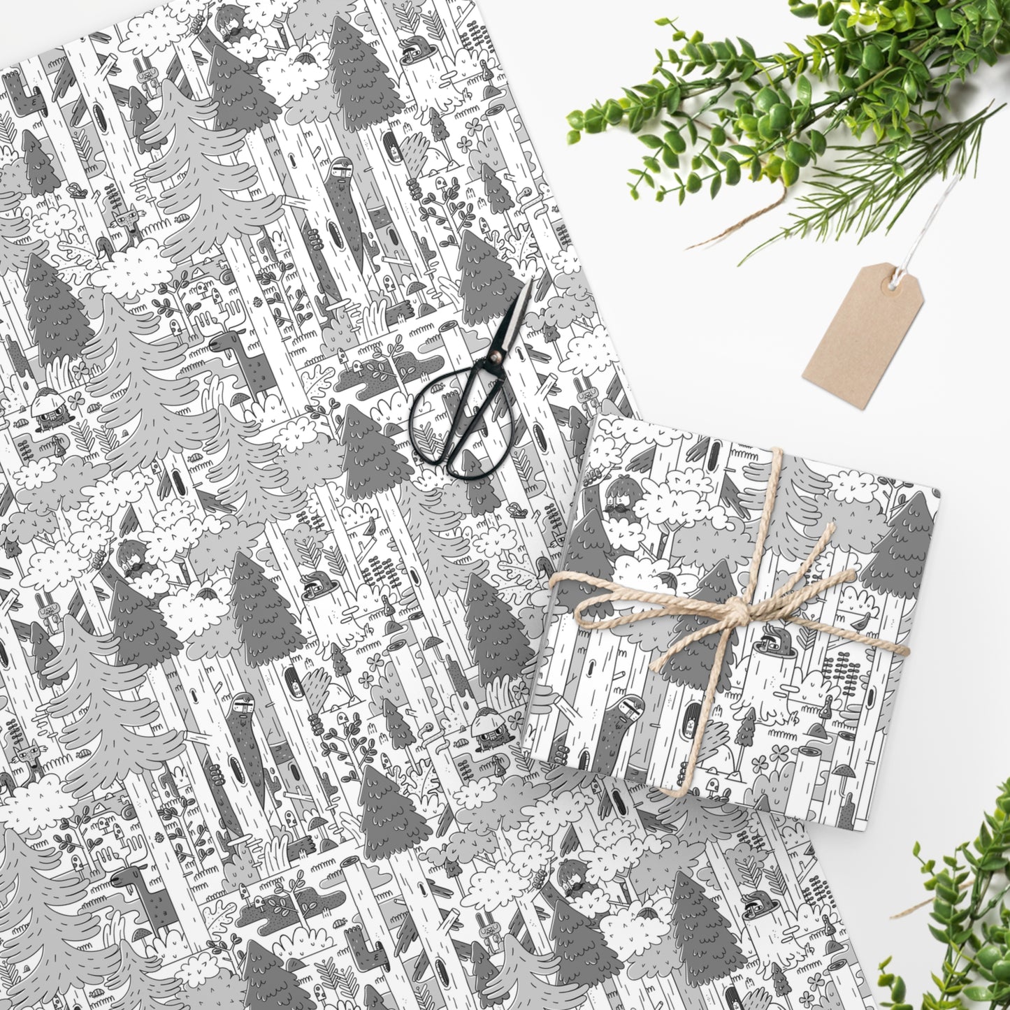 Woodsy Bigfoot in the Forest - Wrapping Paper