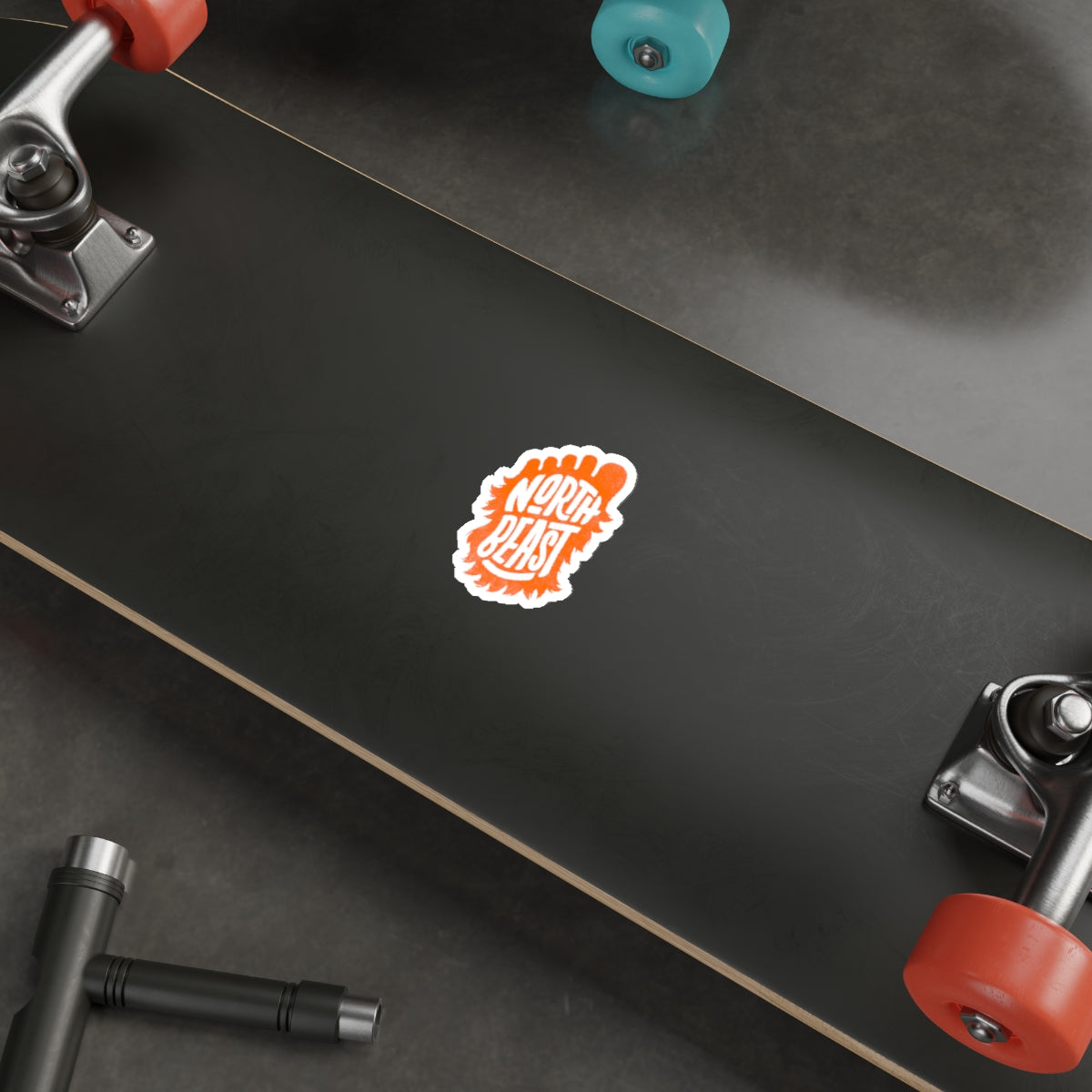Orange “North Beast” Bigfoot print - Die-Cut Sticker