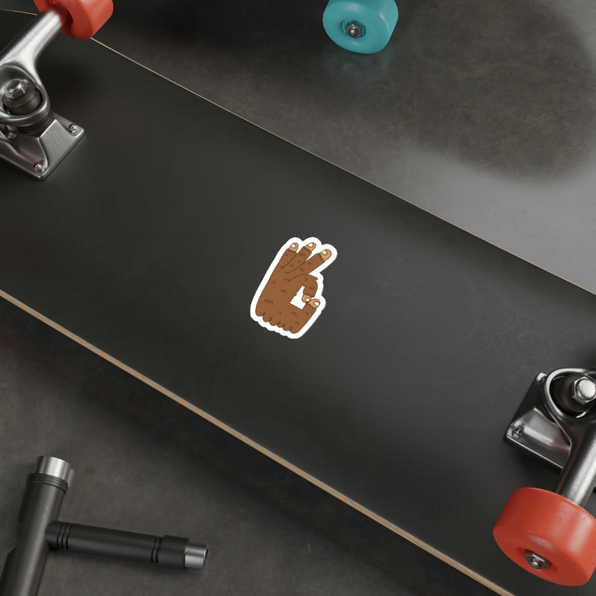 OK Idaho Hand Bigfoot Sticker — Cute Brown Furry Die-Cut Sticker