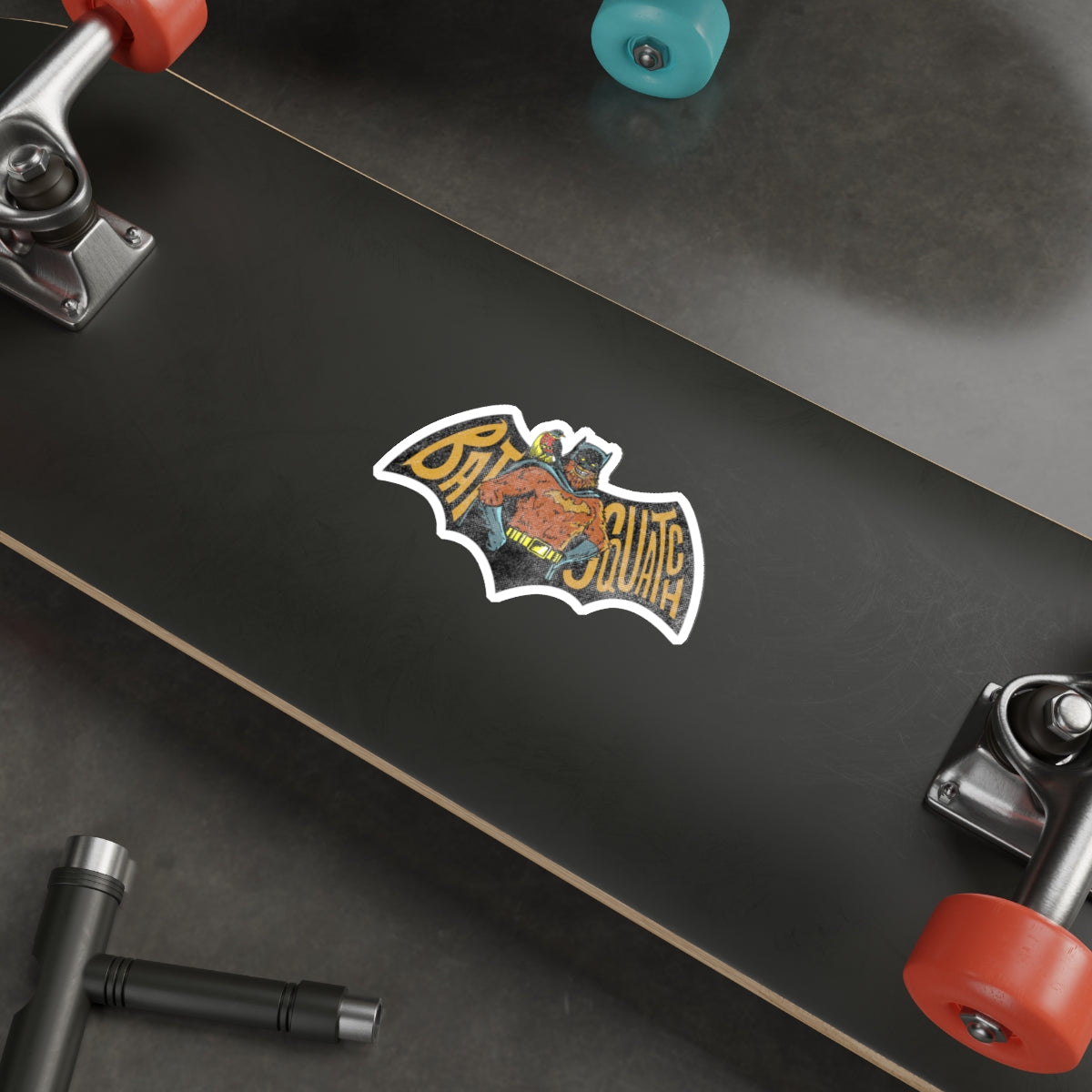 Vintage Bat Squatch Die-Cut Sticker — Retro Bat Creature Illustration