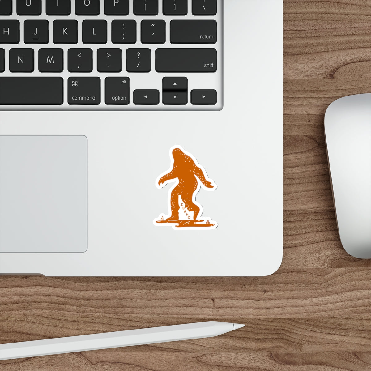 Idaho Sasquatch Sticker — Orange Die-Cut Bigfoot Decal