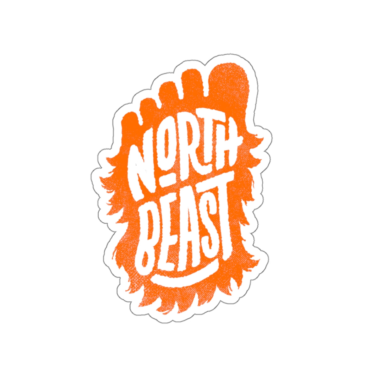 Orange “North Beast” Bigfoot print - Die-Cut Sticker