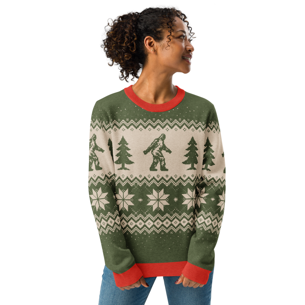 Christmas Bigfoot - Knitted crew neck sweater