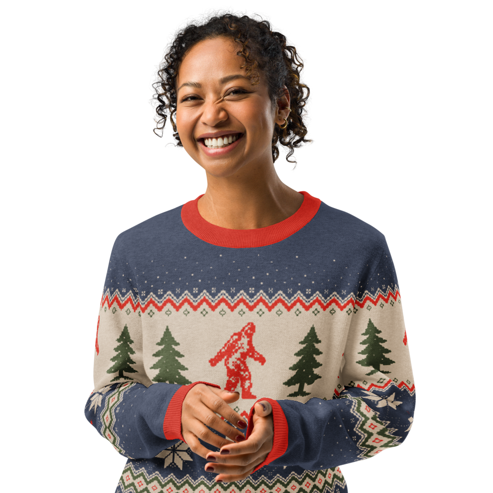Christmas Bigfoot Multicolor - Knitted crew neck sweater
