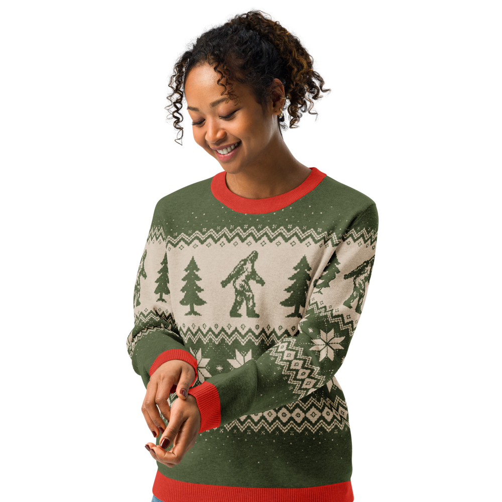 Christmas Bigfoot - Knitted crew neck sweater