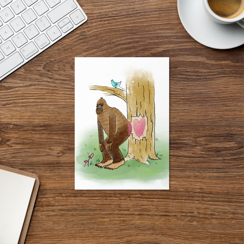 Bigfoot Butt Heart - Valentine Anniversary - Greeting card