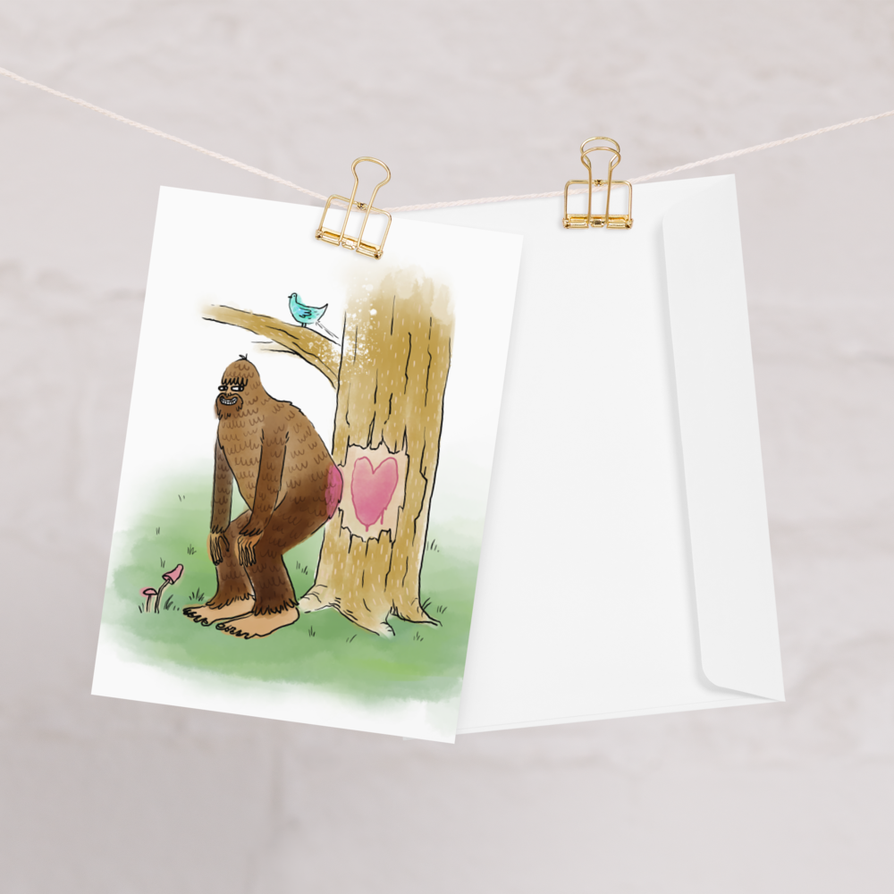 Bigfoot Butt Heart - Valentine Anniversary - Greeting card