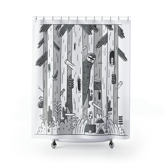 Woodsy Bigfoot in the Forest - Shower Curtain