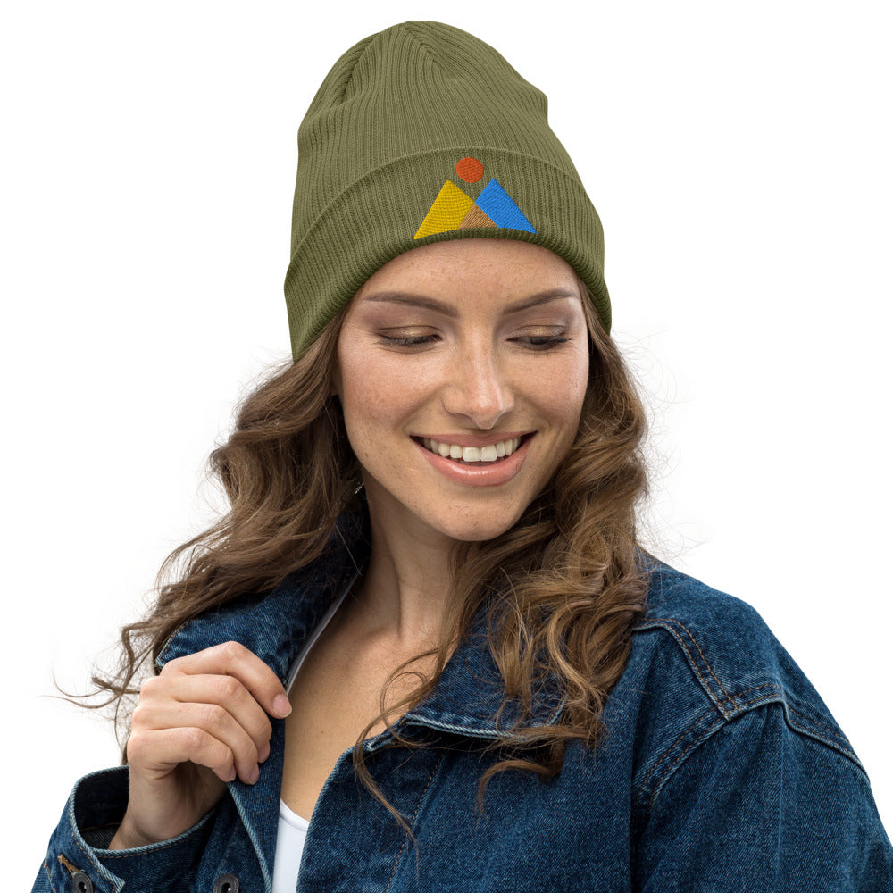 Mountains Geometric - Organic ribbed beanie