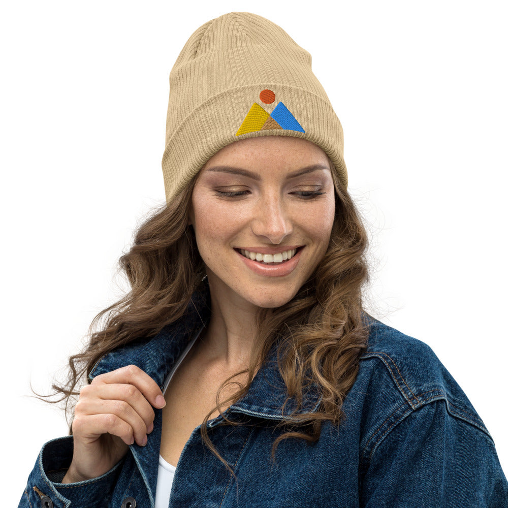 Mountains Geometric - Organic ribbed beanie